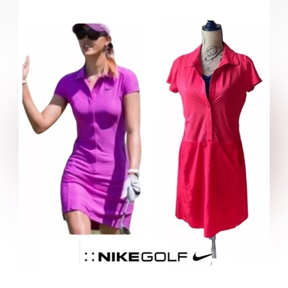 NIKE GOLF Dri-fit Dress Red Airflow Pinhole Fabric Lined Size Medium (10) - Picture 8 of 9